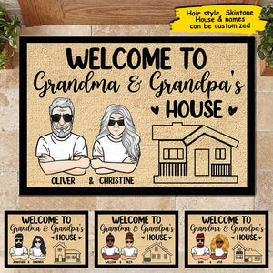 Welcome To Grandma and Grandpa's House - Personalized Decorative Mat.