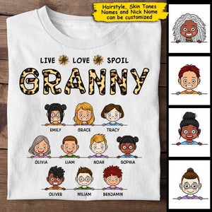 Live, Love, Spoil - Personalized Unisex T-Shirt For Grandmas.
