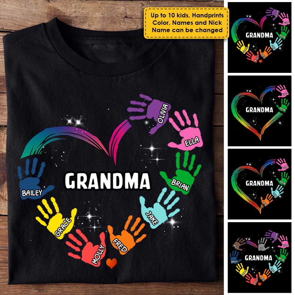 Heart And Kid Handprints - Personalized Unisex T-Shirt.
