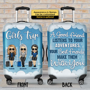Best Friends Make Adventures With You - Gift For Bestie - Personalized Luggage Cover
