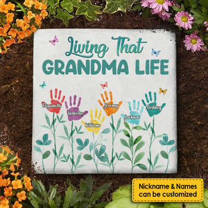 Vivre la vie de grand-mère - Pierre de jardin personnalisée - Cadeau pour grand-mère et grands-parents