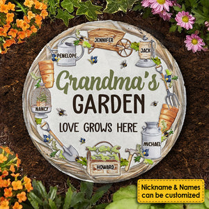 L'amour du jardin de grand-mère pousse ici - Pierre de jardin personnalisée - Cadeau pour grand-mère et grands-parents