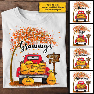 Grandma's Pumpkin Patch Fall - Personalized Unisex T-Shirt.