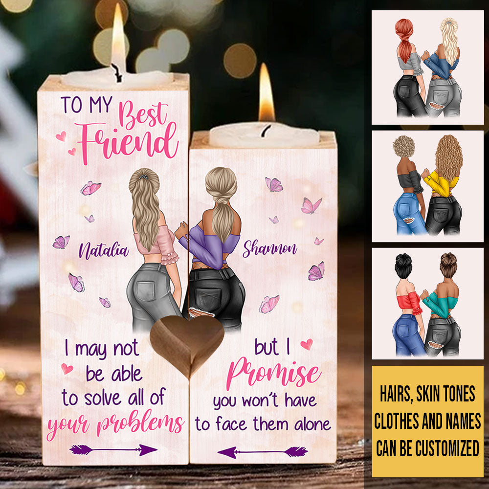 to My Bestie Candle Holder, Birthday Gifts for Friends Female Unbiological Sister Candle Friendship Candle Personalized Custom Woo