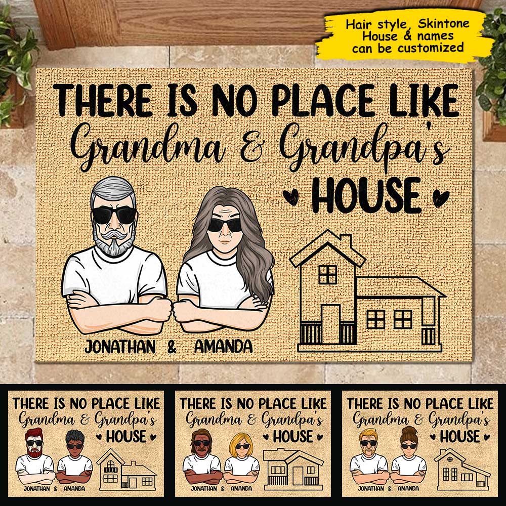 There's No Place Like Grandma And Grandpa's House - Personalized Decorative Mat.