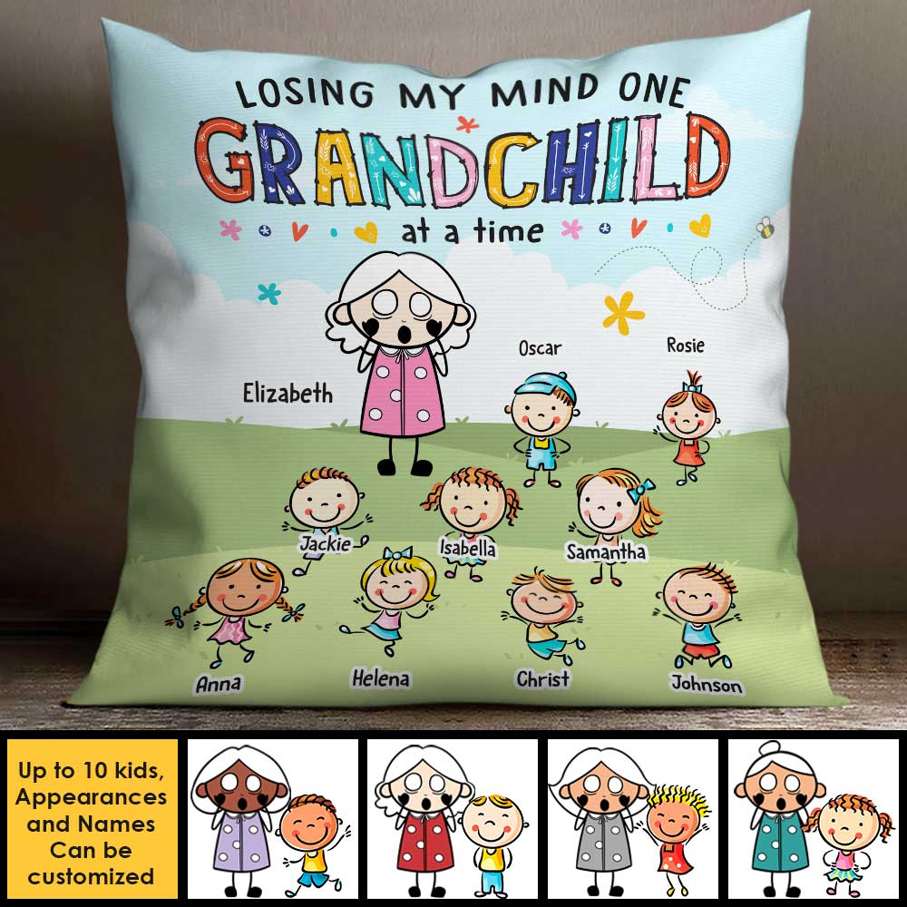 Losing My Mind One Grandchild At A Time - Gift For Grandma, Personalized Pillow (Insert Included)
