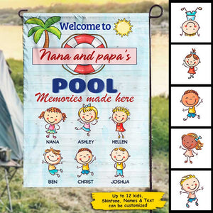 Welcome To Papa and Nana's Pool - Personalized Flag.
