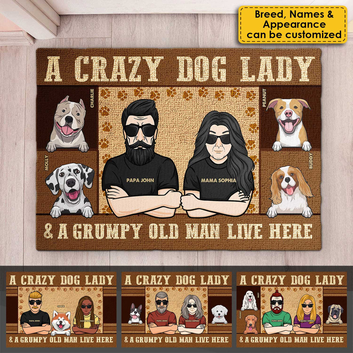 A Crazy Dog Lady - Personalized Decorative Mat - Gift For Pet Lovers