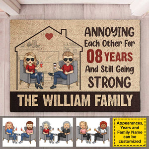 We've Been Annoying Each Other For Ages And Now We're Still Going Strong - Gift For Couples, Husband Wife, Personalized Decorative Mat