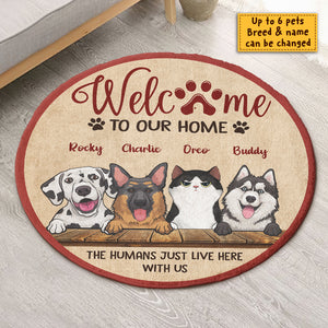 Welcome To Our Home - Gift For Pet Lovers, Personalized Decorative Round Rug.