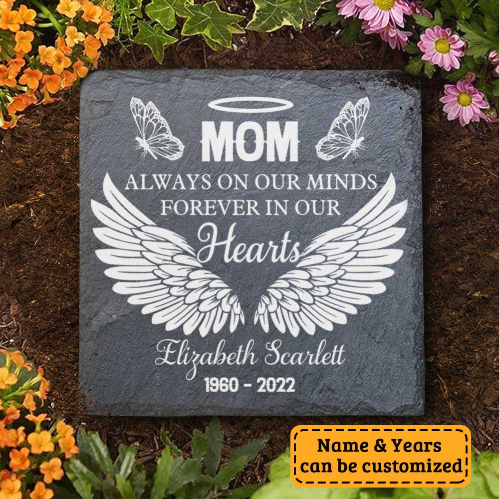 Dad & Mom, Always On Our Minds, Forever In Our Hearts - Personalized Memorial Stone, Human Grave Marker - Memorial Gift, Sympathy Gift