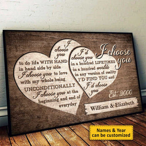 I Love You Unconditionally - Personalized Horizontal Poster - Gift For Couples, Husband Wife