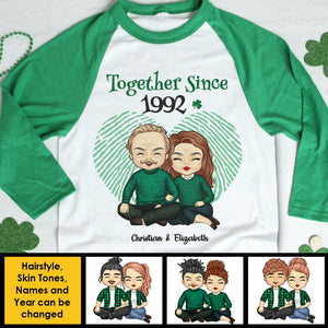 We've Been Together For Years - Gift For Couples, Husband Wife, Personalized St. Patrick's Day Unisex Raglan Shirt.
