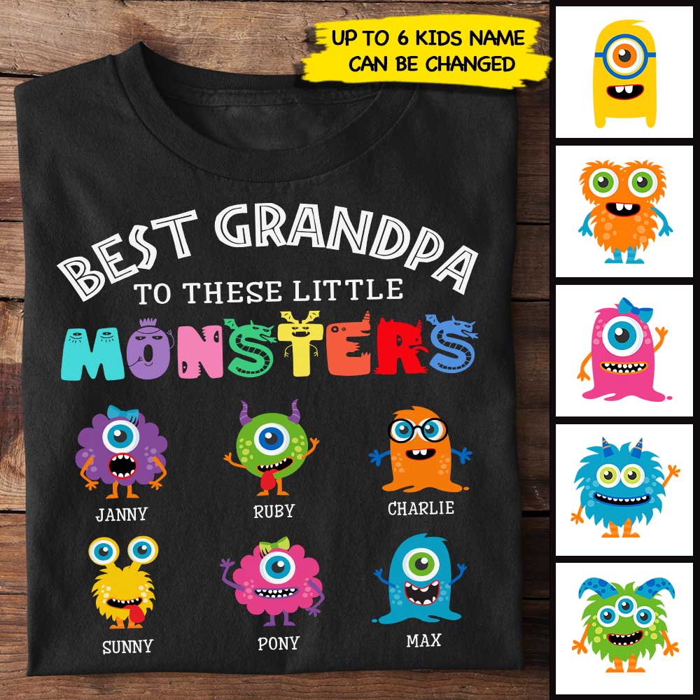 Best Daddy/ GrandPa To These Little Monsters - Personalized Unisex T-Shirt.