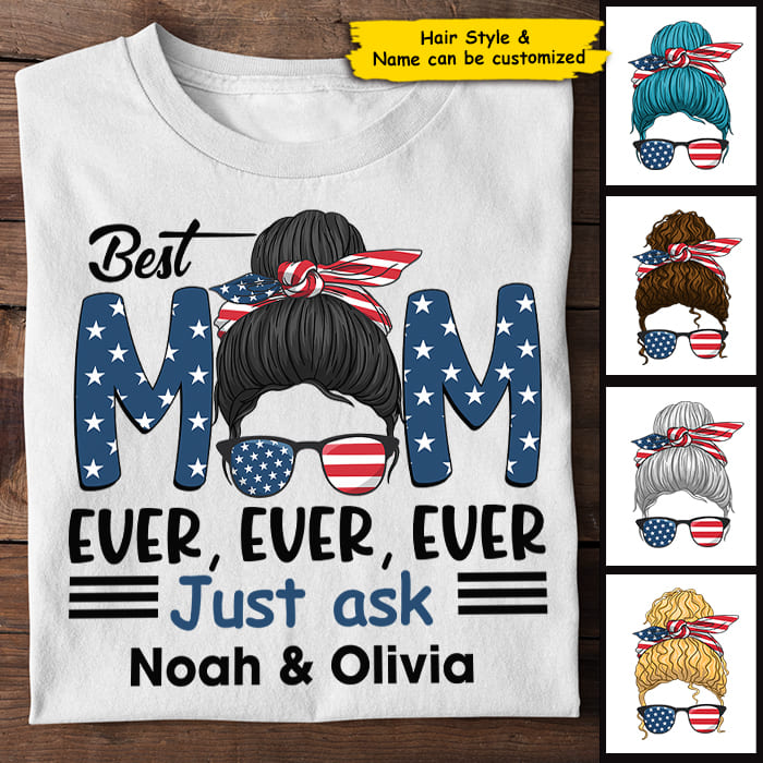 Best American Mom - Gift For 4th Of July - Personalized Unisex T-Shirt.