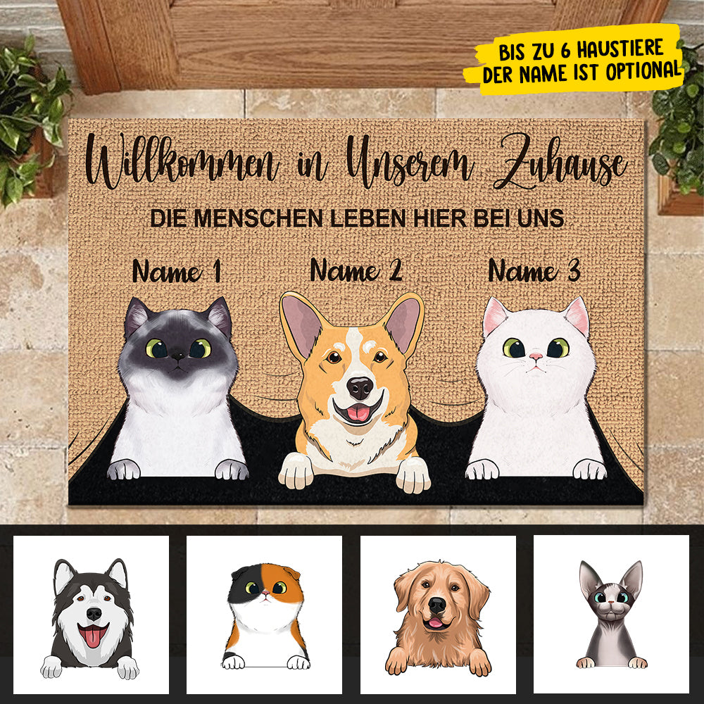 Die Menschen leben hier bei mir German - Funny Personalized Cat Decorative Mat.