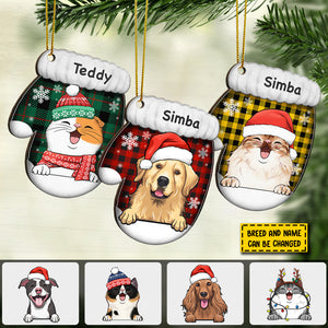 Happy Cats And Dogs On Christmas Day - Personalized Shaped Ornament.