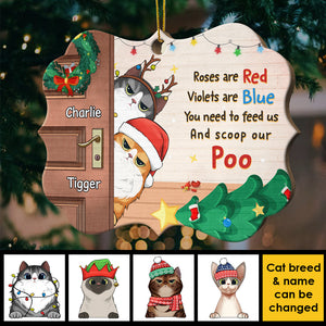 Naughty Cats Behind The Door - Personalized Shaped Ornament.