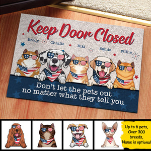 Don't Let The Pet Out - 4th Of July Funny Personalized Pet Decorative Mat (Cat & Dog).
