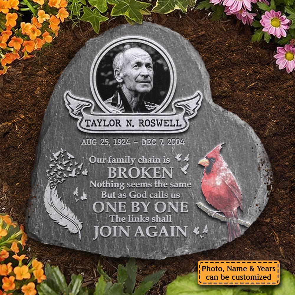 As God Calls Us One By One The Links Shall Join Again - Personalized Memorial Stone, Human Grave Marker - Upload Image, Memorial Gift, Sympathy Gift