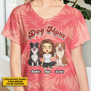 Best Dog Mom Ever - Personalized V-Neck T-Shirt - Gift For Pet Lovers