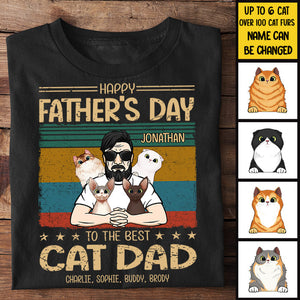 Best Cat Dad's Father Day - Gift for Dad - Personalized Unisex T-Shirt.