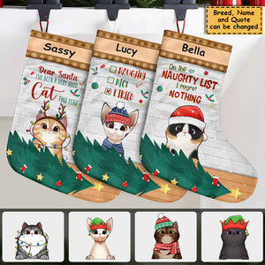 Naughty - Nice - I tried - Cat Christmas Costumes - Personalized Christmas Stocking.