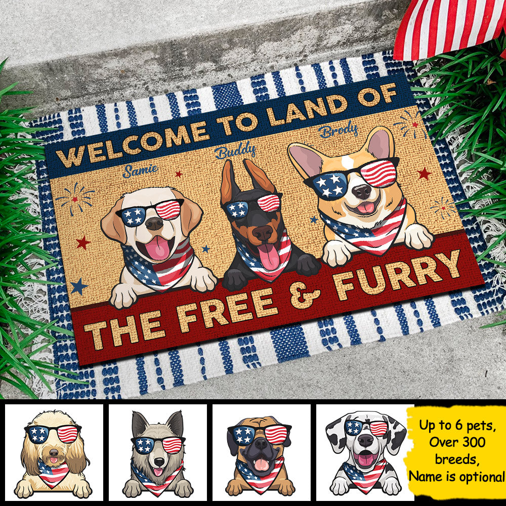 Land Of The Free & Furry - 4th Of July Funny Personalized Pet Decorative Mat (Cat & Dog).