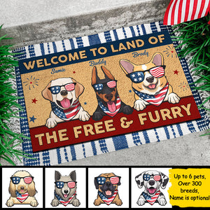 Land Of The Free & Furry - 4th Of July Funny Personalized Pet Decorative Mat (Cat & Dog).