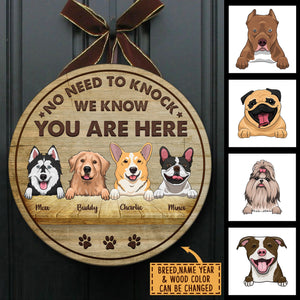 No Need To Knock - Funny Personalized Dog Door Sign.