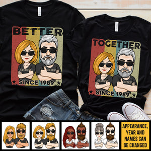 Better Together Since - Personalized Matching Couple T-Shirt - Gift For Couple, Husband Wife, Anniversary, Engagement, Wedding, Marriage Gift