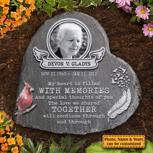 My Heart Is Filled With Memories - Personalized Memorial Stone, Human Grave Marker - Upload Image, Memorial Gift, Sympathy Gift