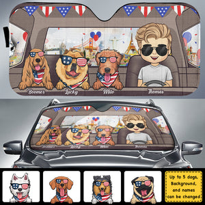 Fourth Of July Dog - Personalized Auto Sunshade - Gift For Pet Lovers