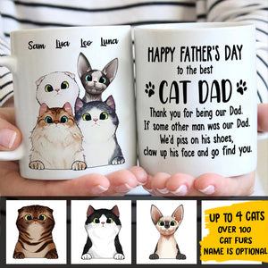 Thank You For Being Our Dad - Gift for Dad, Funny Personalized Cat Mug.