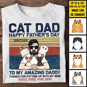 To My Amazing Daddy- Gift For Cat Dad - Personalized Unisex T-Shirt.
