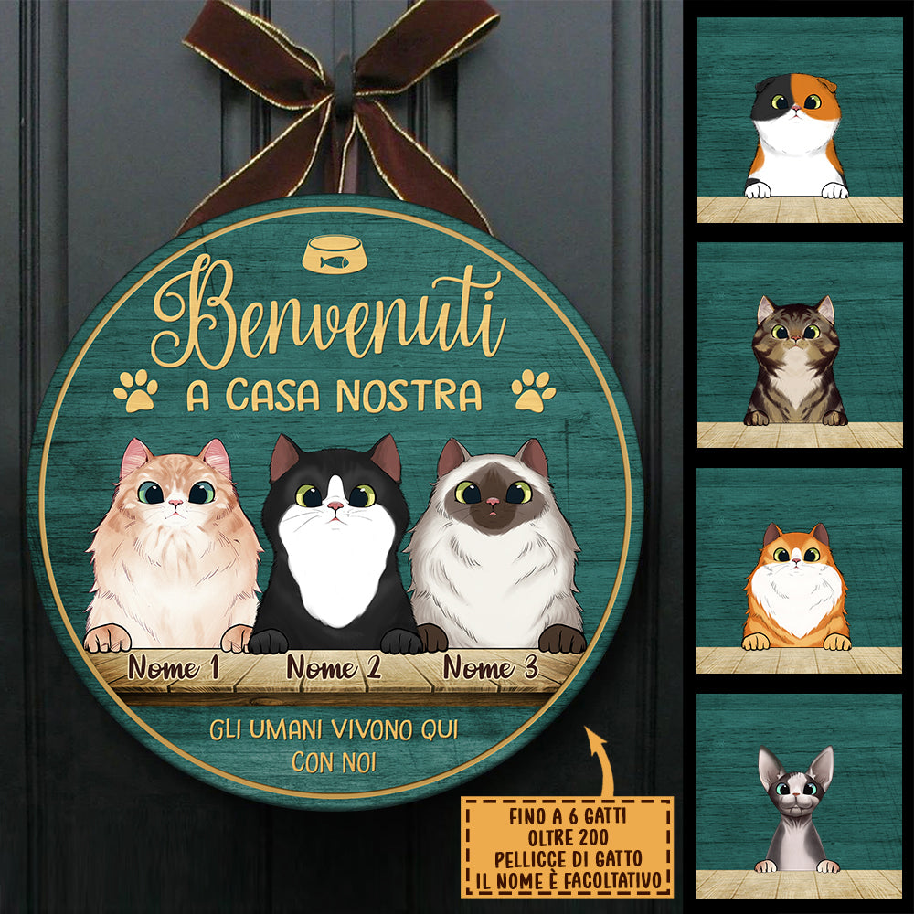 Benvenuto A Casa Mia - Divertente Cartello Personalizzato Per La Porta Del  Gatto, Funny Personalized Cat Door Sign Italian
