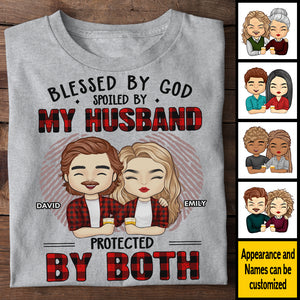 Blessed By God, Spoiled By My Husband - Gift For Couples, Personalized Unisex T-shirt, Hoodie.