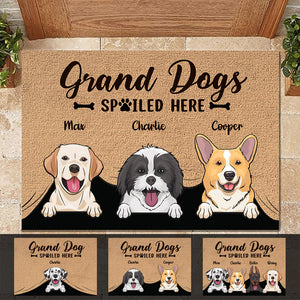 Grand Dogs Spoiled Here - Personalized Decorative Mat.