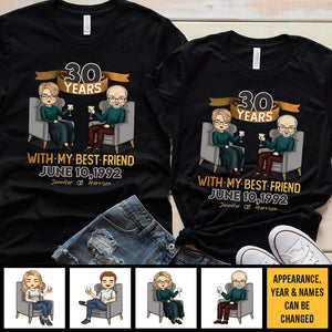 Many Years With My Best Friend - Personalized Matching Couple T-Shirt - Gift For Couple, Husband Wife, Anniversary, Engagement, Wedding, Marriage Gift