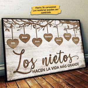 Los Nietos Hacen La Vida Más Grande - Personalized Horizontal Poster Spanish.