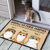 Gardez La Porte Fermée French - Funny Personalized Cat Decorative Mat (WT)