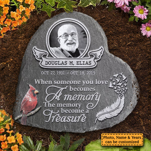 The Memory Becomes A Treasure - Personalized Memorial Stone, Human Grave Marker - Upload Image, Memorial Gift, Sympathy Gift