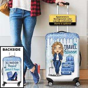 All I Need Is My Lipstick & Pumps - Gift For Bestie, Personalized Luggage Cover