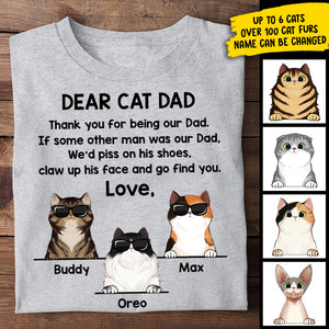 Dear Cat Dad Thank You For Being Our Dad Cool Cats - Gift for Dad Personalized Unisex T-Shirt.