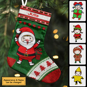 Hand Knitted Family Christmas - Personalized Christmas Stocking.