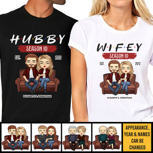 Hubby & Wifey Since Then - Personalized Matching Couple T-Shirt - Gift For Couple, Husband Wife, Anniversary, Engagement, Wedding, Marriage Gift