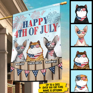 Happy 4th Of July, Welcome To Our Cat Home - 4th Of July Decoration - Personalized Flag.