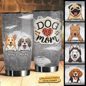 Dog Mom Jeans Texture - Personalized Tumbler.