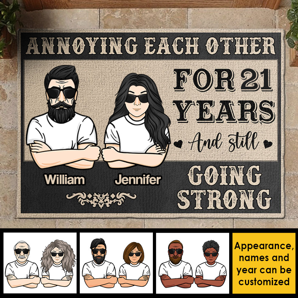 Annoying Each Other For Many Years And Still Going Strong - Gift For Couples, Husband Wife, Personalized Decorative Mat.