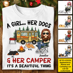 A Girl & Her Dogs, It's A Beautiful Thing - Personalized Unisex T-shirt, Hoodie, Sweatshirt.